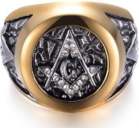 img 1 attached to 💎 Stylish Two Tone Masonic Freemason Signet Ring – Jude Jewelers Stainless Steel Silver Gold