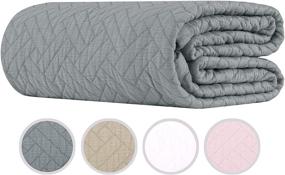 img 4 attached to 🌟 Scottish Grey 90x90 inch Queen Size Threadmill Blanket/Coverlet - Premium Quality, 100% Long Staple Combed Cotton, Jacquard Matelasse Finish Bedspread Comforter for All Seasons