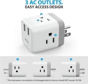 img 3 attached to 🔌 ETL Listed Multi Plug Outlet Extender with USB Charger, TROND Electrical Wall Outlet Splitter, 3 Outlet Extender Box with 2 USB Ports – Perfect for Cruise, College, Home, and Kitchen Use