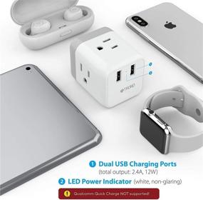 img 1 attached to 🔌 ETL Listed Multi Plug Outlet Extender with USB Charger, TROND Electrical Wall Outlet Splitter, 3 Outlet Extender Box with 2 USB Ports – Perfect for Cruise, College, Home, and Kitchen Use