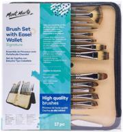 🖌️ mont marte signature brush set with wallet - 17 piece set for oil, acrylic, watercolor, gouache - easel wallet included logo