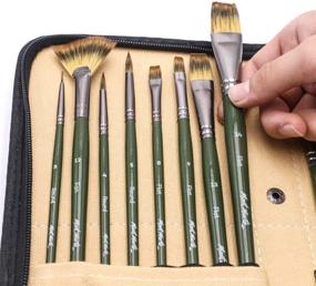 img 2 attached to 🖌️ Mont Marte Signature Brush Set with Wallet - 17 Piece Set for Oil, Acrylic, Watercolor, Gouache - Easel Wallet Included