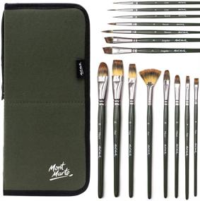 img 3 attached to 🖌️ Mont Marte Signature Brush Set with Wallet - 17 Piece Set for Oil, Acrylic, Watercolor, Gouache - Easel Wallet Included