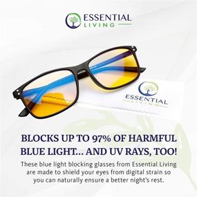 img 3 attached to 👓 Essential Living: Performance Blue Light Blocking Glasses with Travel Case - Blocks up to 97% of Blue Light for Work and Gaming - Acetate Frame and Resin Lens