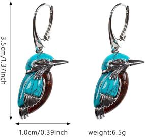 img 1 attached to 🐦 Exquisite Blue Bird Flying Hummingbird Oil Painting Earrings: Colorful Animal Bird Huggie Stud Earrings for Fashionable Jewelry Lovers