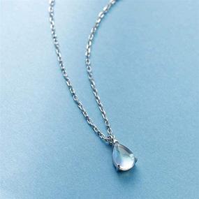 img 1 attached to 🌙 Exquisite JEWME Sterling Silver Moonstone Pendant Necklace - Elegant Pale Blue Moonlight Drops Collarbone Chain