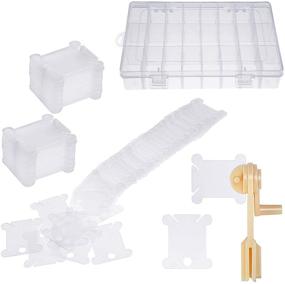 img 4 attached to Efficient Craft Storage Solution: 100 Plastic Floss Bobbins with 📦 Winder and Organizer Box for Cross Stitch, DIY Sewing, and Embroidery Projects