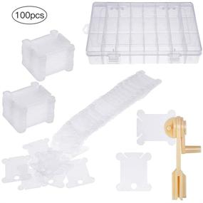 img 3 attached to Efficient Craft Storage Solution: 100 Plastic Floss Bobbins with 📦 Winder and Organizer Box for Cross Stitch, DIY Sewing, and Embroidery Projects