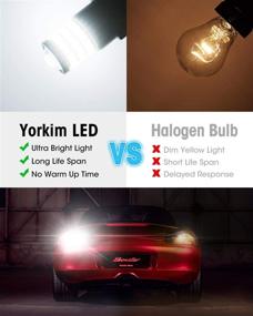 img 3 attached to 🔦 Yorkim 3157 LED Bulb White with Projector - Pack of 2: Ideal Replacement for Backup, Reverse, Tail, Brake, and DRL Lights - 3056 3156 3057 4057 4157 T25 LED Bulbs