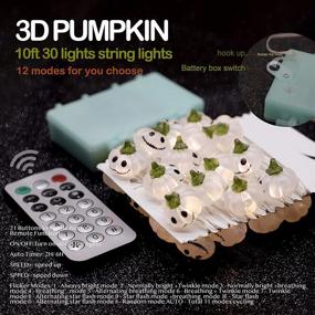 img 1 attached to 🎃 MIYA LIFE Halloween Pumpkin String Lights: 10ft 30LEDs Copper Wire with Remote & Timer, Ideal for Thanksgiving, Christmas, Birthdays, Autumn Indoor/Outdoor Parties and Home Bedroom Decorations