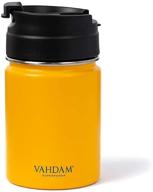 ☕ vahdam 8.8oz/260ml stainless steel tumbler - yellow, vacuum insulated coffee mug double wall, sweat-proof sipper tumbler with lid for hot and cold drinks, travel coffee sports tumbler with enhanced seo логотип