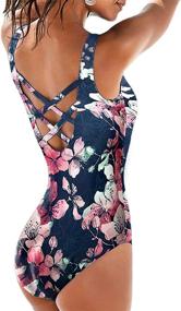 img 2 attached to Tie Dye Low Back One Piece Bathing Suit - Sidefeel Women's Tummy Control Monokini Swimsuit