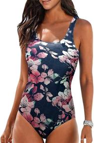 img 1 attached to Tie Dye Low Back One Piece Bathing Suit - Sidefeel Women's Tummy Control Monokini Swimsuit