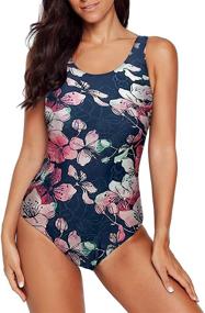 img 4 attached to Tie Dye Low Back One Piece Bathing Suit - Sidefeel Women's Tummy Control Monokini Swimsuit