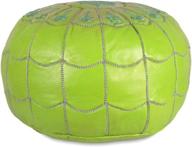 🪑 ikram design moroccan leather pouf with arch design, lime green - stylish & versatile 22-inch by 14-inch ottoman logo