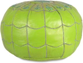 img 1 attached to 🪑 IKRAM DESIGN Moroccan Leather Pouf with Arch Design, Lime Green - Stylish & Versatile 22-Inch by 14-Inch Ottoman