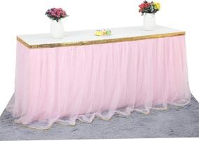 img 4 attached to 🎀 Tulle Tutu Table Skirt in Pink for 6ft Rectangle Tables - Ideal for Baby Shower, Girl Birthday Party Decorations