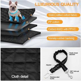 img 2 attached to 🐾 Premium Dog Car Seat Cover for Back Seat - Durable Pet Protector, Waterproof & Scratch-Proof – Includes 1 Elastic Dog Seat Belt – Fits All Trucks, Cars, SUVs. Ideal for Keeping Kids and Pets Safe!