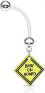 14ga bioflex baby on board dangling maternity pregnancy belly button ring: stylish and safe jewelry for expecting moms logo