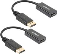anbear displayport to hdmi adapter cable (male to female) for desktops and laptops with displayport - connect to hdmi displays (2 pack) logo