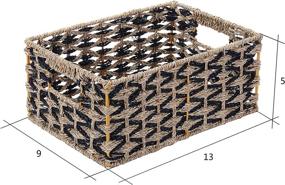 img 2 attached to Villacera Set of 2 Black & Natural Rectangle Handwoven Wicker Baskets - Water Hyacinth & Seagrass Nesting Bins