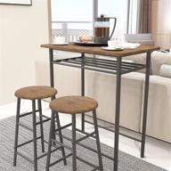 weehom bar table set with 2 bar stools: pub dining height, kitchen counter, bistro table sets with storage, easy assemble for kitchen living room logo