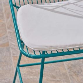 img 1 attached to 🪑 Hedy Outdoor Counter Stools: Modern Teal Iron Frames with Ivory Cushion - Set of 2