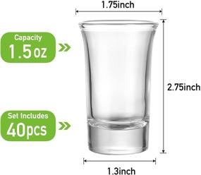 img 3 attached to 🥃 40-Pack Heavy Base Shot Glass Bulk Set - Aoeoe 1.5 oz Clear Whiskey Shot Glasses - Round Small Glass Shot Cups for Vodka, Whiskey, Tequila, Espresso, Liquor - Ideal for Parties and Events