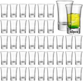 img 4 attached to 🥃 40-Pack Heavy Base Shot Glass Bulk Set - Aoeoe 1.5 oz Clear Whiskey Shot Glasses - Round Small Glass Shot Cups for Vodka, Whiskey, Tequila, Espresso, Liquor - Ideal for Parties and Events