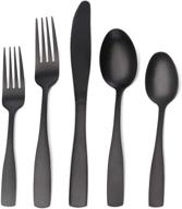 🍴 stylish matte black silverware set - 20-piece stainless steel flatware collection for 4, dishwasher safe logo