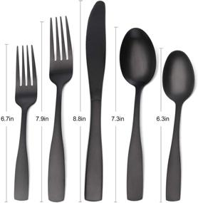 img 3 attached to 🍴 Stylish Matte Black Silverware Set - 20-Piece Stainless Steel Flatware Collection for 4, Dishwasher Safe