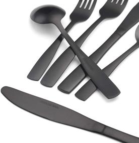 img 1 attached to 🍴 Stylish Matte Black Silverware Set - 20-Piece Stainless Steel Flatware Collection for 4, Dishwasher Safe