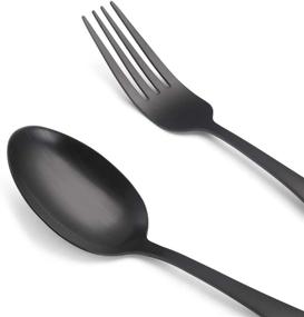 img 2 attached to 🍴 Stylish Matte Black Silverware Set - 20-Piece Stainless Steel Flatware Collection for 4, Dishwasher Safe