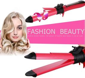 img 3 attached to 🔄 2 in 1 Automatic Hair Curling Iron and Straightener - 1 to 1.2 Inch Spinning Hair Wand with Ceramic Flat Iron, Auto Rotating Spiral, Ideal for Long Hair