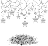🎉 konsait silver hanging swirl decorations (30 counts) with silver star table confetti (15 gram) - party supplies for wedding, shower, birthday, and twinkle twinkle baby shower - table decorations logo