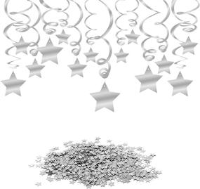 img 4 attached to 🎉 Konsait Silver Hanging Swirl Decorations (30 Counts) with Silver Star Table Confetti (15 Gram) - Party Supplies for Wedding, Shower, Birthday, and Twinkle Twinkle Baby Shower - Table Decorations