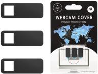 📷 moko webcam cover - pack of 3, ultra slim sliding web camera cover with strong adhesive, enhancing security &amp; privacy protection for laptop, desktop, pc, imac, macboook, ipad, smartphone and more - black logo