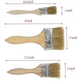 img 3 attached to 🖌️ Ruwado 3 Pcs Flat Chip Paint Brush Set - Natural Bristle Paintbrush for Wall Painting, Waxing, Stains, Oil, Wax Varnishes, Glues, and more