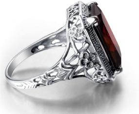 img 2 attached to 💍 Элегантное огромное естественное танзанитовое кольцо в стиле Веньбин из серебра 925 с рубинами для женщин на свадьбу или помолвку - размер 10