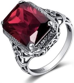 img 3 attached to 💍 Элегантное огромное естественное танзанитовое кольцо в стиле Веньбин из серебра 925 с рубинами для женщин на свадьбу или помолвку - размер 10