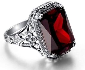 img 4 attached to 💍 Элегантное огромное естественное танзанитовое кольцо в стиле Веньбин из серебра 925 с рубинами для женщин на свадьбу или помолвку - размер 10