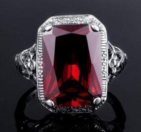 img 1 attached to 💍 Элегантное огромное естественное танзанитовое кольцо в стиле Веньбин из серебра 925 с рубинами для женщин на свадьбу или помолвку - размер 10