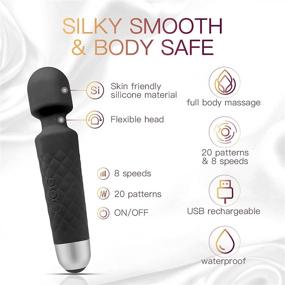 img 2 attached to 🔌 ETOKON Rechargeable Personal Wand Massager - 20 Vibration Patterns & 8 Speeds - Cordless & Waterproof - Quiet and Powerful - Perfect for Relieving Neck, Shoulder, Back, and Waist Muscle Tension & Pain (Black)