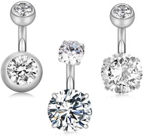 img 1 attached to 💎 Stylish Surgical Zirconia Barbell Piercing: Exquisite Women's Jewelry