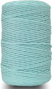 img 4 attached to 🧶 3MM 200M Macrame Cord - Natural Cotton Knotting Cord for DIY Craft Making, Plant Hangers, Home Decorations - Twisted Macrame Yarn with 3 Strands - Light Cyan