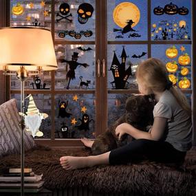 img 2 attached to 🎃 Spook up Your Space: 2021 Halloween Window Clings Decals for Party Decorations - Pumpkin, Bat, Ghost & Witch Stickers | Removable & Festive Halloween Glass Decals (52pcs)