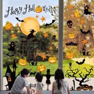 🎃 spook up your space: 2021 halloween window clings decals for party decorations - pumpkin, bat, ghost & witch stickers | removable & festive halloween glass decals (52pcs) logo