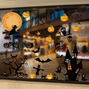 img 3 attached to 🎃 Spook up Your Space: 2021 Halloween Window Clings Decals for Party Decorations - Pumpkin, Bat, Ghost & Witch Stickers | Removable & Festive Halloween Glass Decals (52pcs)