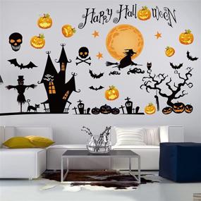 img 1 attached to 🎃 Spook up Your Space: 2021 Halloween Window Clings Decals for Party Decorations - Pumpkin, Bat, Ghost & Witch Stickers | Removable & Festive Halloween Glass Decals (52pcs)