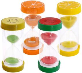 img 4 attached to 🍏 Glarks 4 Colorful Fruit Style Hourglass Sand Timer Clock: 5mins, 10mins, 15mins, 30mins - Perfect Timers for Kids, Classroom, Kitchen, Games | Ideal Brushing Timer, Home Office Decoration